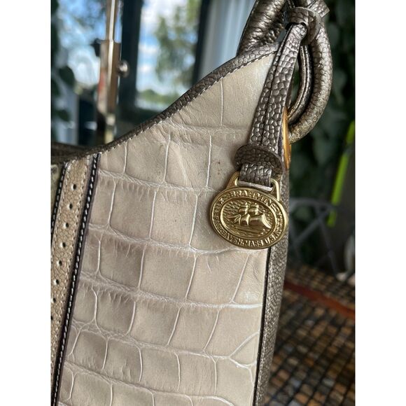 Brahmin Meryl Gallery Nova Tote Python & Croc Embossed Leather EUC! - Picture 3 of 11